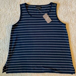 NWT J. Jill Wearever Collection Navy Blue and White Striped Tank Top XS Petite
